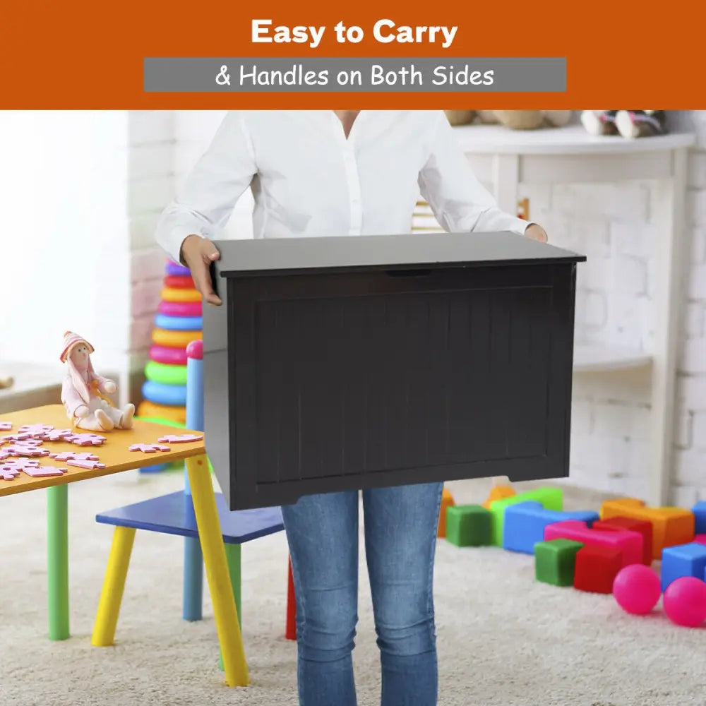 Toy Box Wooden Toy Organizer with Flip-Top Lid-Brown - Brown - Kids Storage