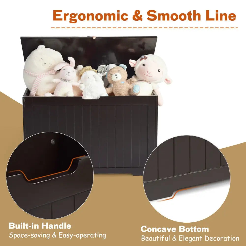 Toy Box Wooden Toy Organizer with Flip-Top Lid-Brown - Brown - Kids Storage