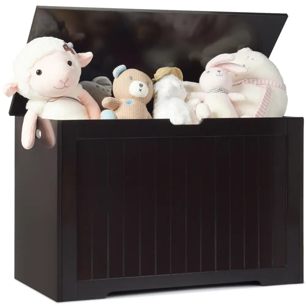 Toy Box Wooden Toy Organizer with Flip-Top Lid-Brown - Brown - Kids Storage