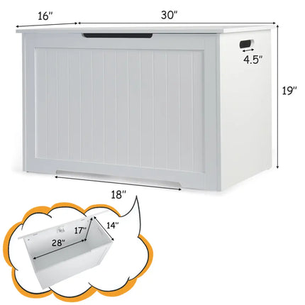 Toy Box Wooden Toy Organizer with Flip-Top Lid-White - White - Kids Storage