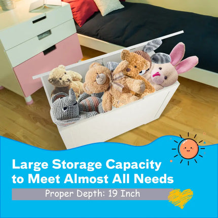 Toy Box Wooden Toy Organizer with Flip-Top Lid-White - White - Kids Storage