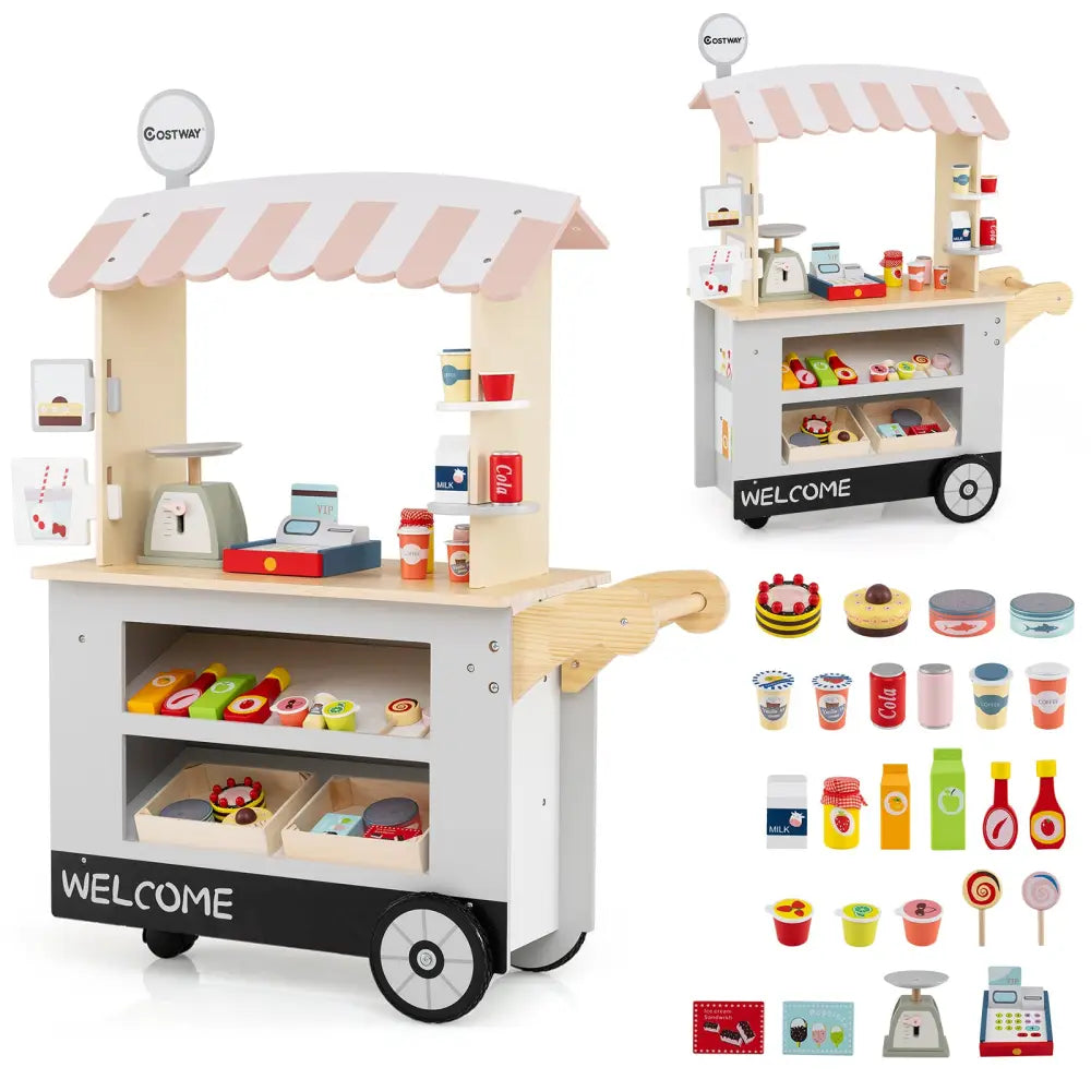 Toy Cart Play Set with POS Machine and Lovely Scale-Gray - Gray - Pretend Toys