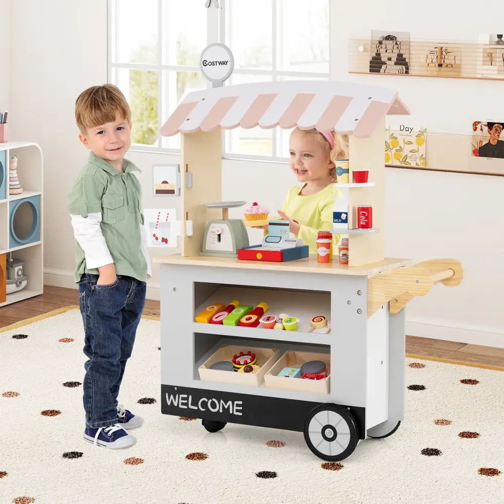 Toy Cart Play Set with POS Machine and Lovely Scale-Gray - Gray - Pretend Toys