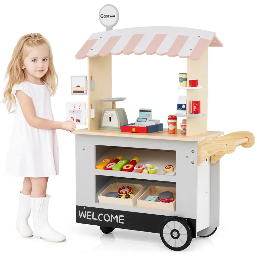 Toy Cart Play Set with POS Machine and Lovely Scale-Gray - Gray - Pretend Toys