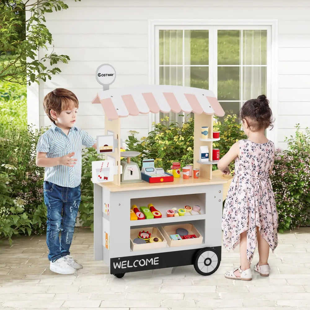Toy Cart Play Set with POS Machine and Lovely Scale-Gray - Gray - Pretend Toys