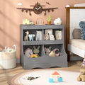 Toy Storage Organizer 4-Cubby Kids Bookcase for Toys and Books-Gray - Gray - Kids Storage