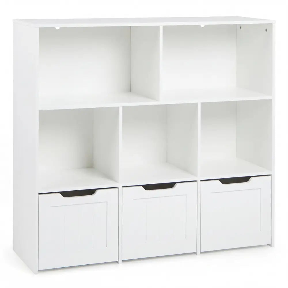 Toy Storage Organizer with 3 Movable Drawers and 5 Open Cubbies for Playroom-White - White - Kids Storage