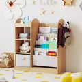 Toy Storage Organizer with 4-Tier Sling Shelves-Natural - Natural - Kids Storage