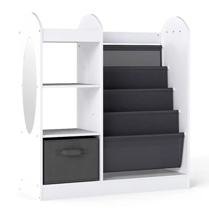 Toy Storage Organizer with 4-Tier Sling Shelves-White - White - Kids Storage