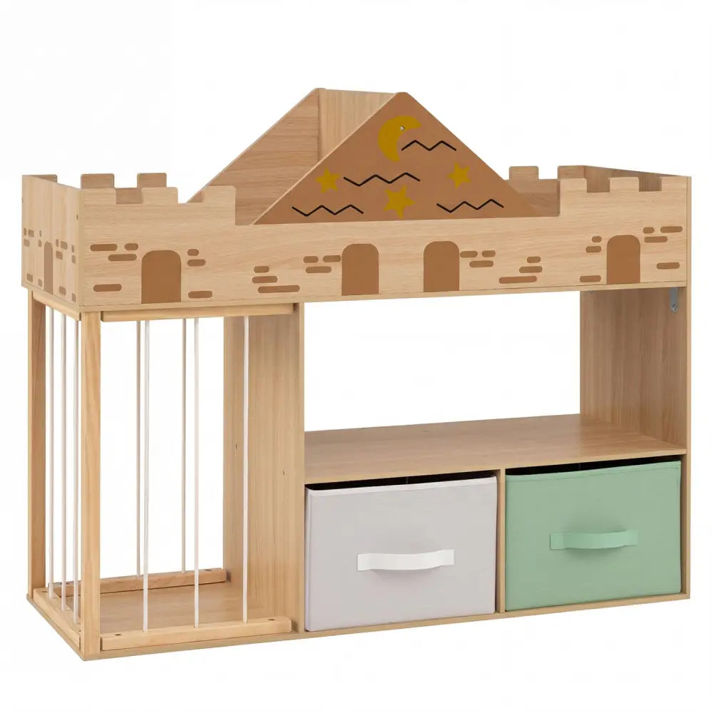 Toy Storage Organizer with Stuffed Animal Storage and Open Shelves-Natural - Natural - Kids Storage