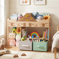 Toy Storage Organizer with Stuffed Animal Storage and Open Shelves-Natural - Natural - Kids Storage
