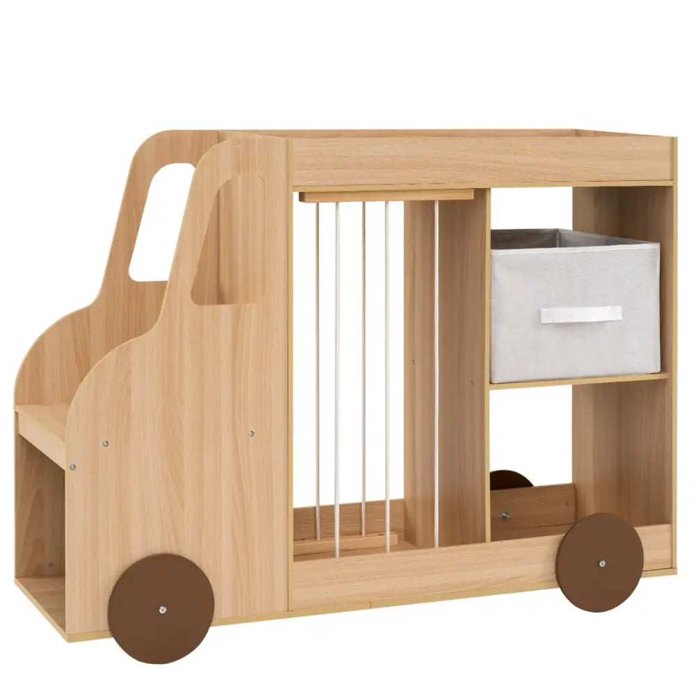 Toy Storage Organizer with Stuffed Animal Storage Fabric Drawer and Universal Wheels-Natrual - Natural - Kids Storage