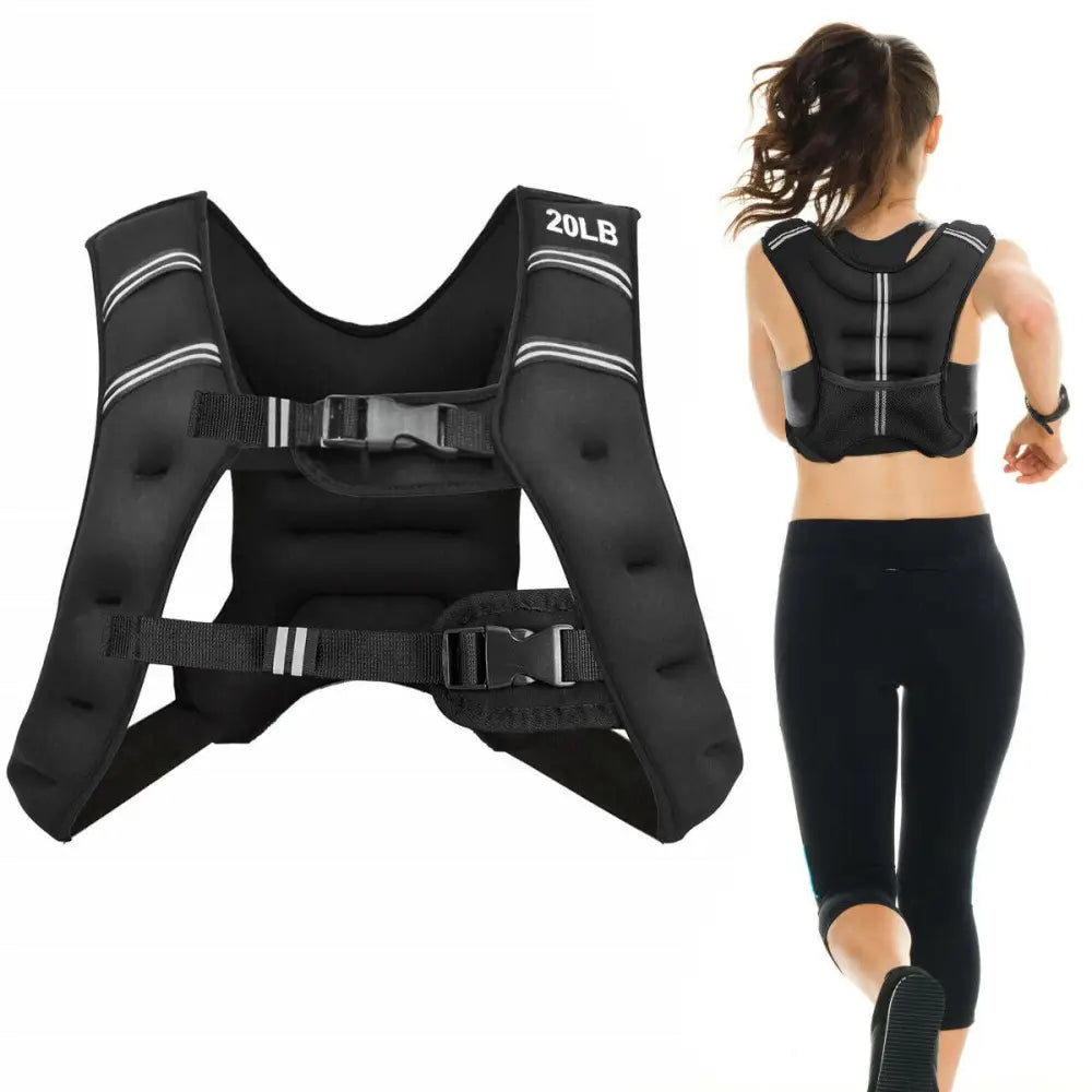 Training Weight Vest Workout Equipment with Adjustable Buckles and Mesh Bag-20 lbs - Black - Weights Accessories
