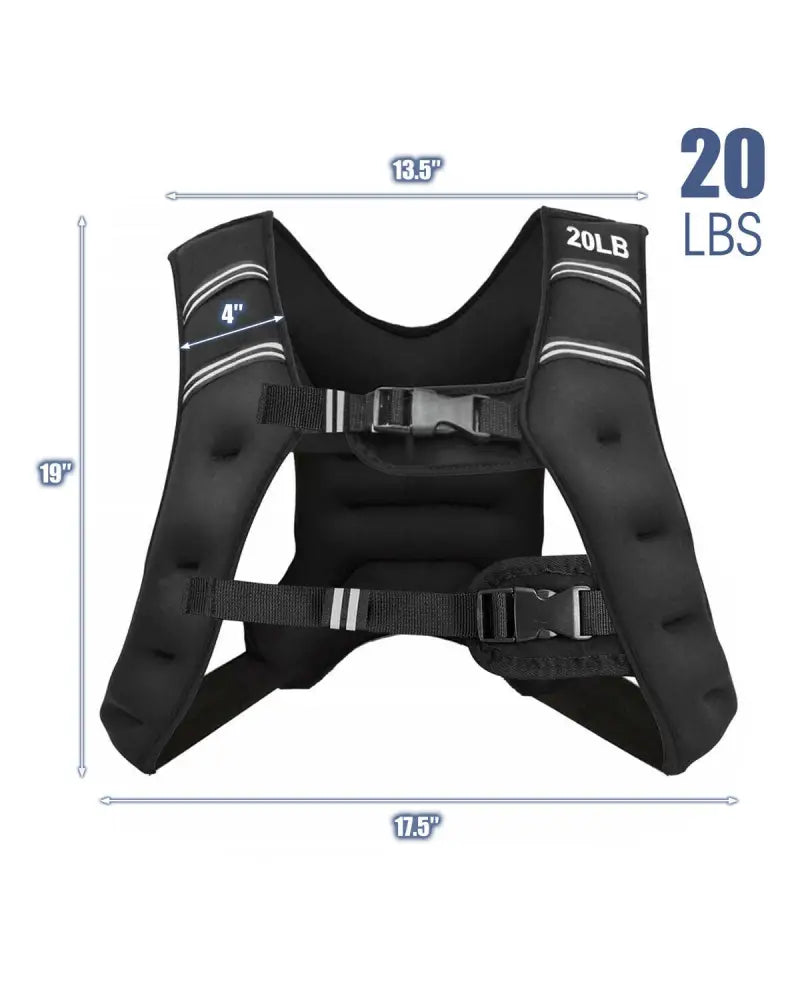Training Weight Vest Workout Equipment with Adjustable Buckles and Mesh Bag-20 lbs - Black - Weights Accessories