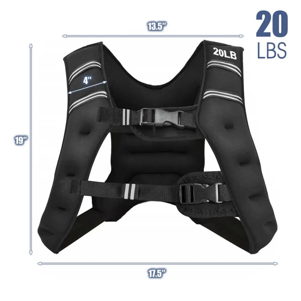 Training Weight Vest Workout Equipment with Adjustable Buckles and Mesh Bag-20 lbs - Black - Weights Accessories