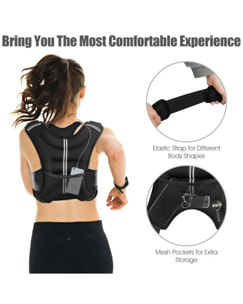 Training Weight Vest Workout Equipment with Adjustable Buckles and Mesh Bag-20 lbs - Black - Weights Accessories