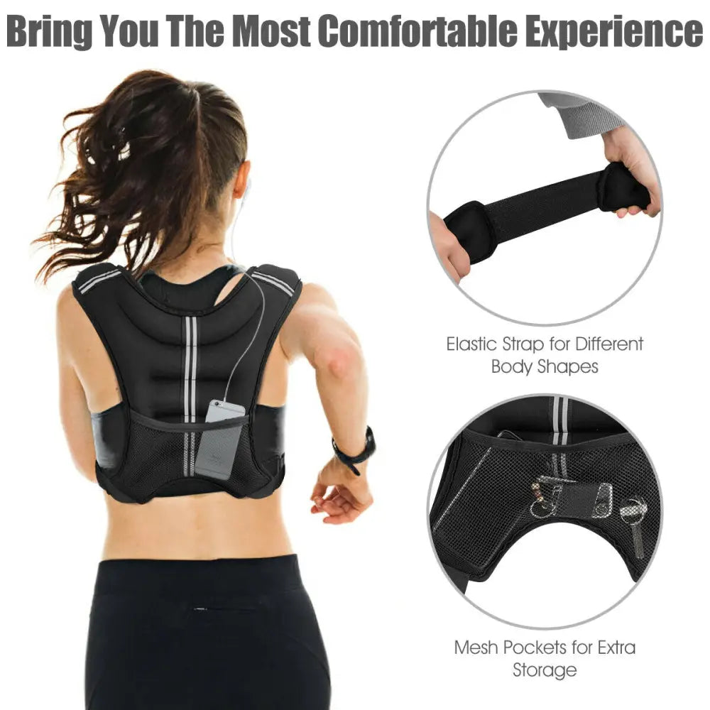 Training Weight Vest Workout Equipment with Adjustable Buckles and Mesh Bag-20 lbs - Black - Weights Accessories