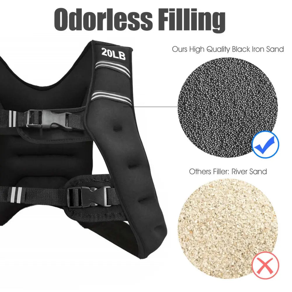 Training Weight Vest Workout Equipment with Adjustable Buckles and Mesh Bag-20 lbs - Black - Weights Accessories