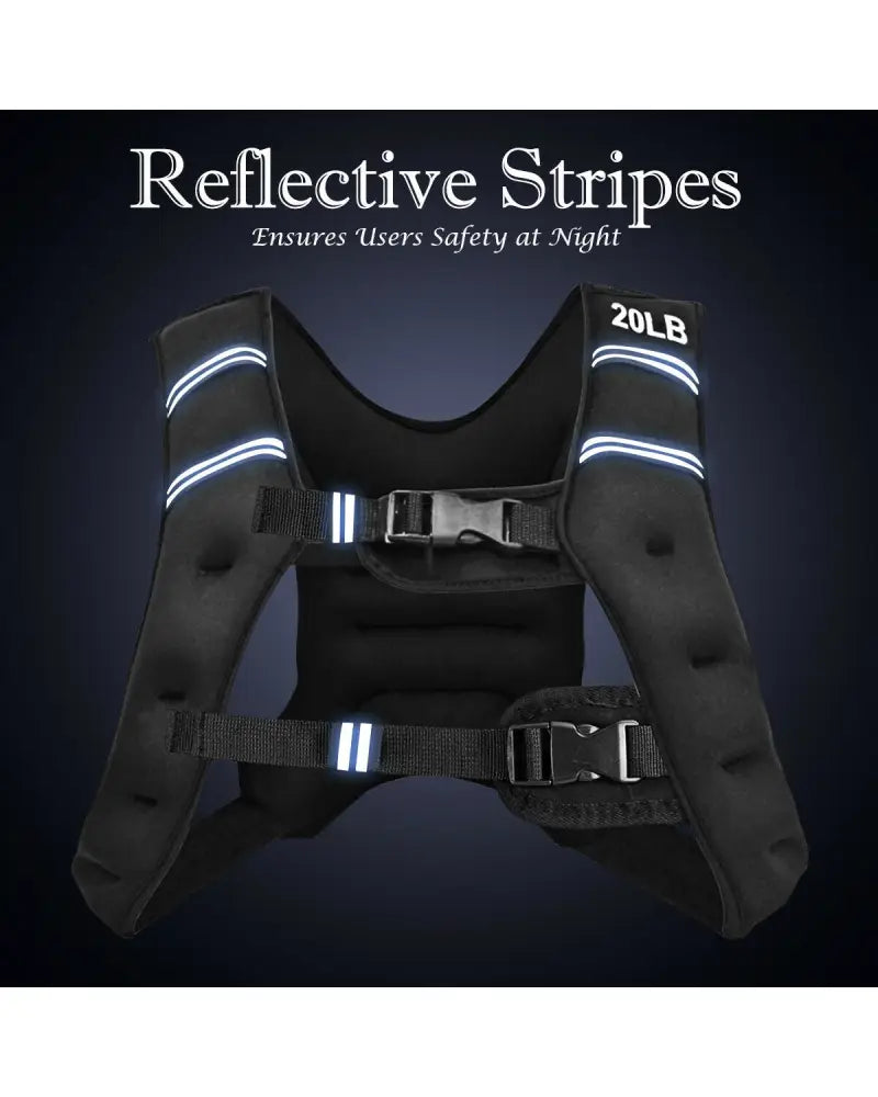 Training Weight Vest Workout Equipment with Adjustable Buckles and Mesh Bag-20 lbs - Black - Weights Accessories