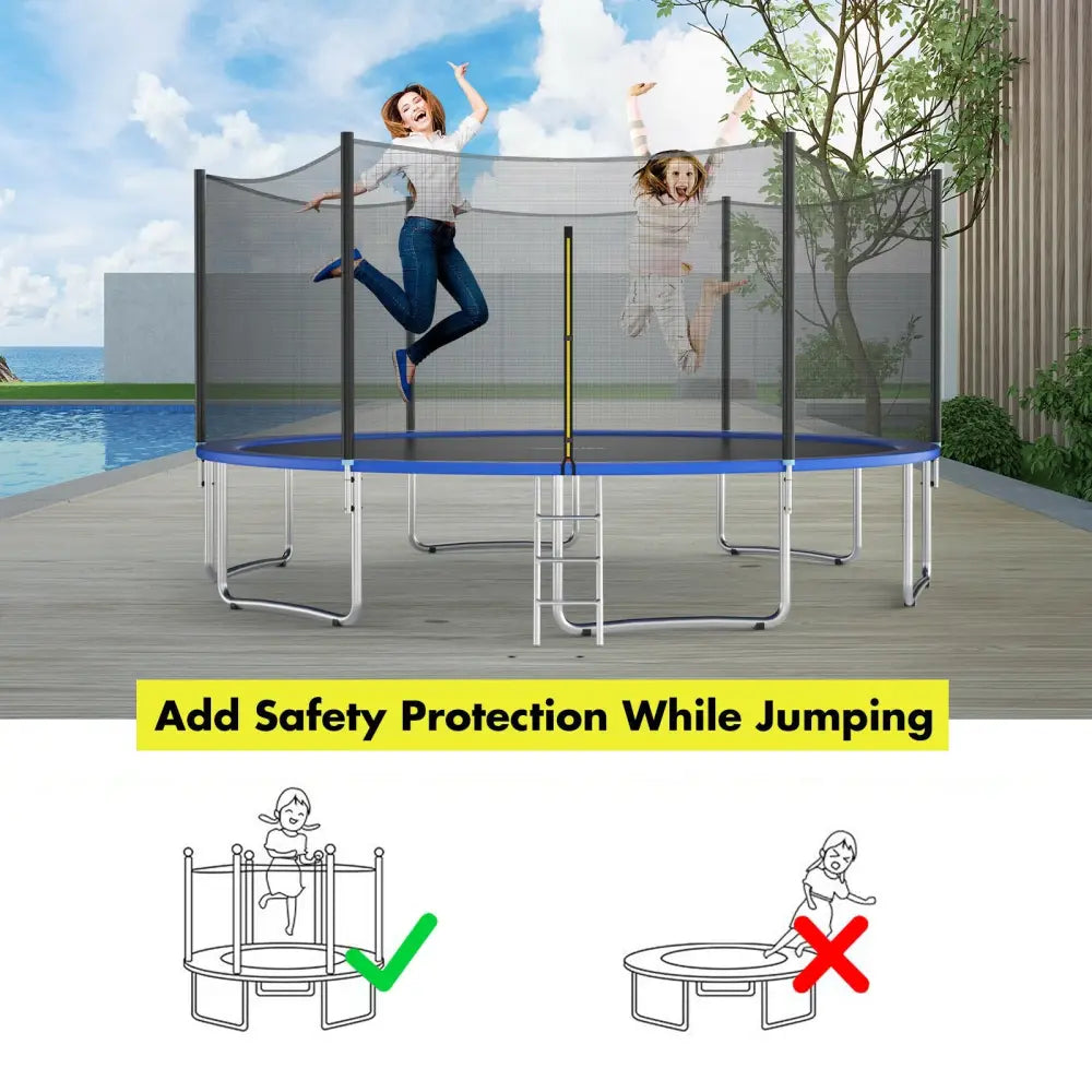 Trampoline Safety Replacement Protection Enclosure Net-16 ft - Black - Outdoor Play