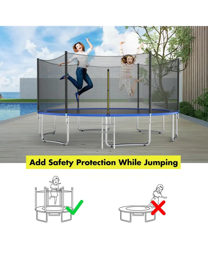 Trampoline Safety Replacement Protection Enclosure Net-16 ft - Black - Outdoor Play