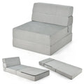 Tri-Fold Folding Chair Convertible Sleeper Bed-Gray - Gray - Floor Chairs