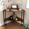 Triangle Computer Corner Desk with Charging Station-Rustic Brown - Rustic Brown - Corner Desks