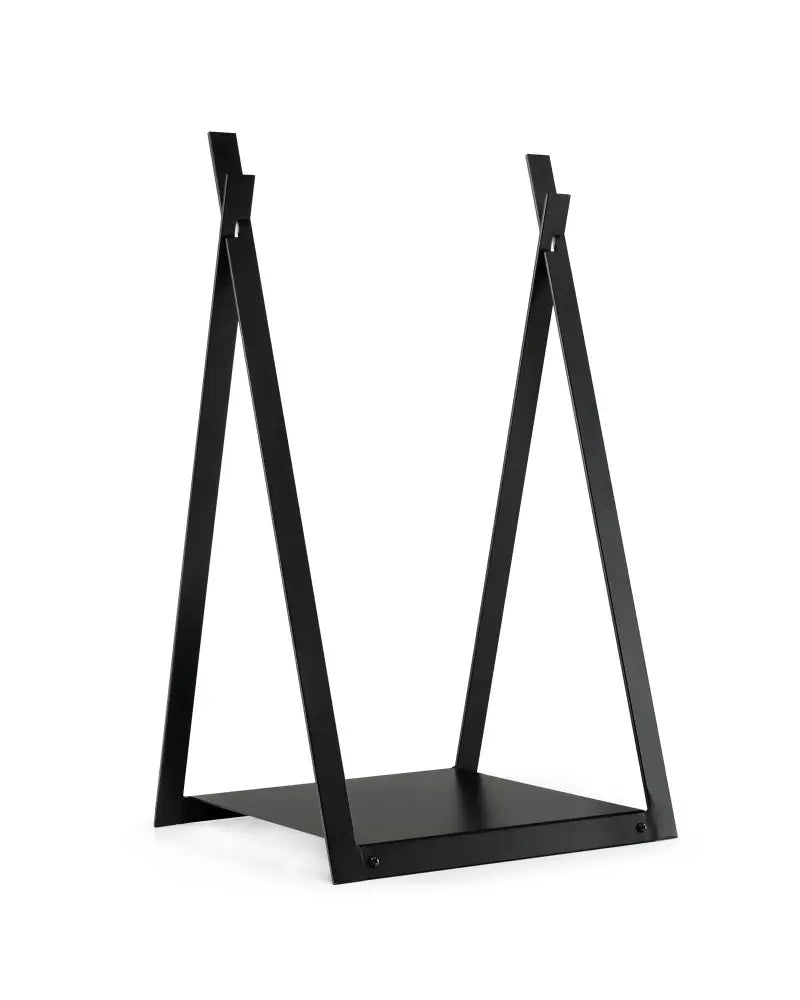 Triangle Firewood Rack with Raised Base for Fireplace Fire Pit-Black - Black - Log Storage