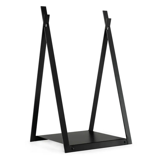 Triangle Firewood Rack with Raised Base for Fireplace Fire Pit-Black - Black - Log Storage