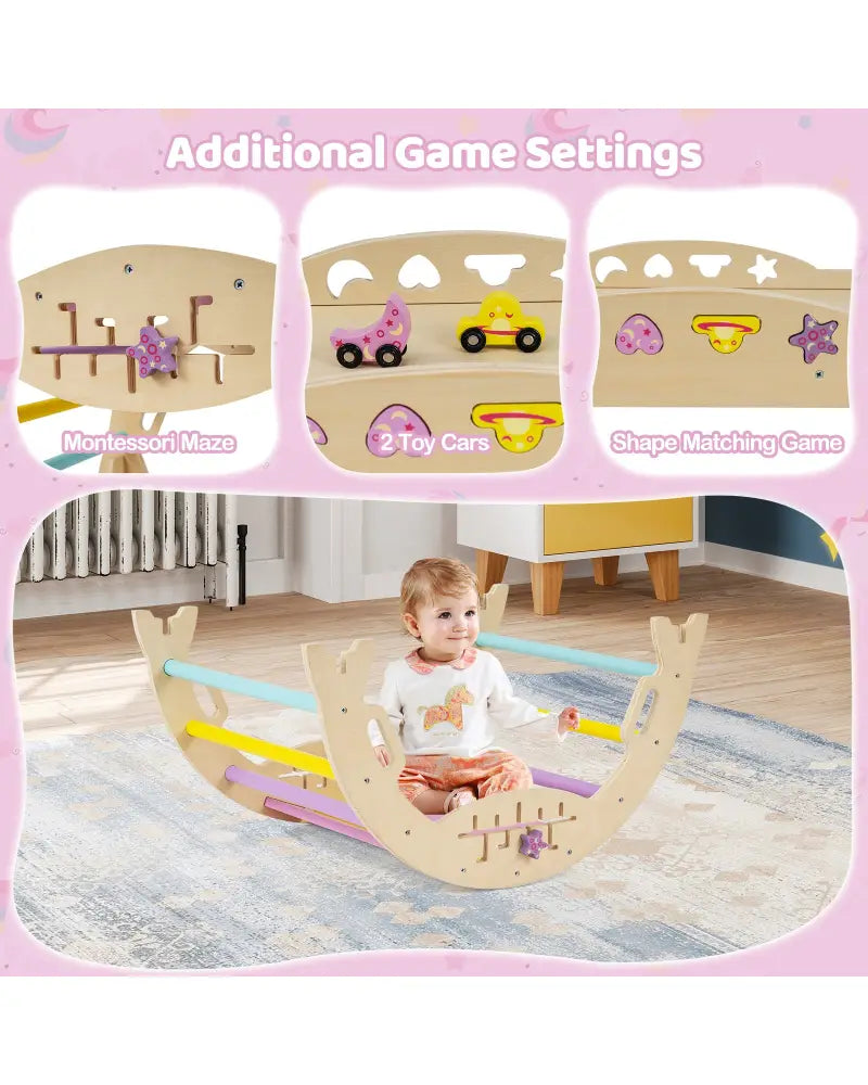 Triangle Set 8-in-1 Foldable Baby Climbing Toys Unicorn Theme - Pink - Climbers & Slides