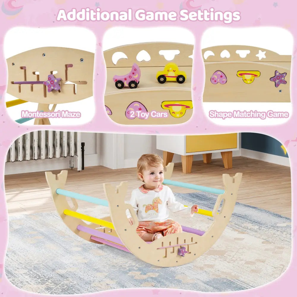 Triangle Set 8-in-1 Foldable Baby Climbing Toys Unicorn Theme - Pink - Climbers & Slides