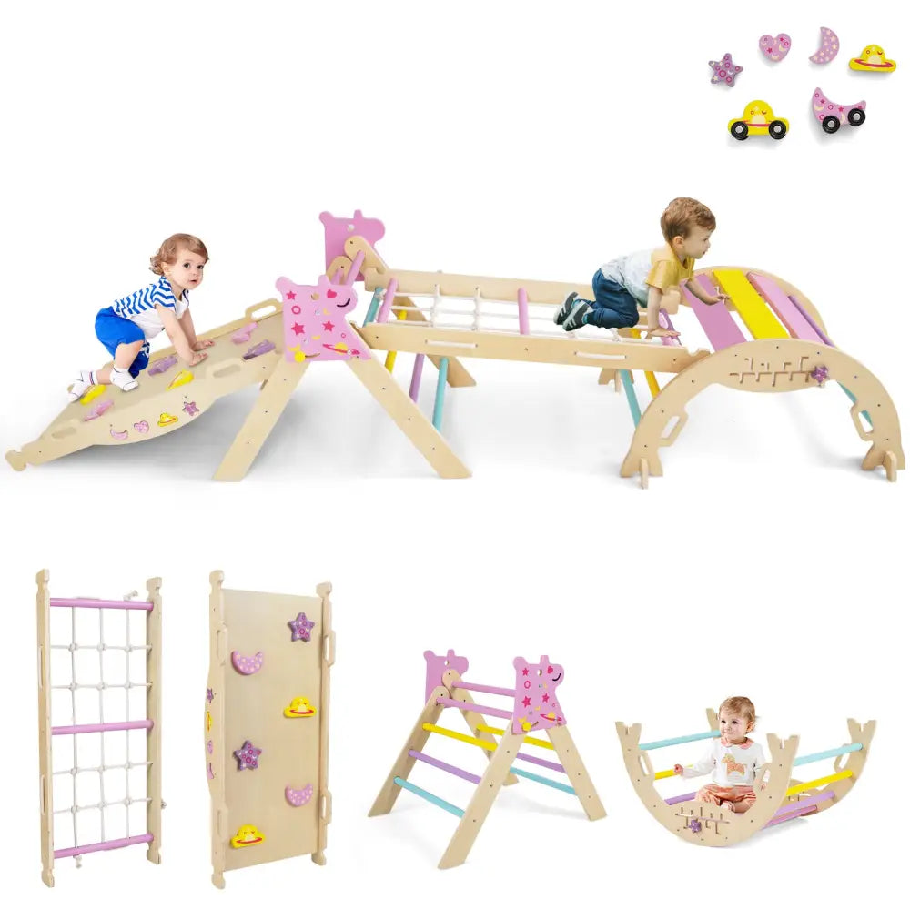 Triangle Set 8-in-1 Foldable Baby Climbing Toys Unicorn Theme - Pink - Climbers & Slides