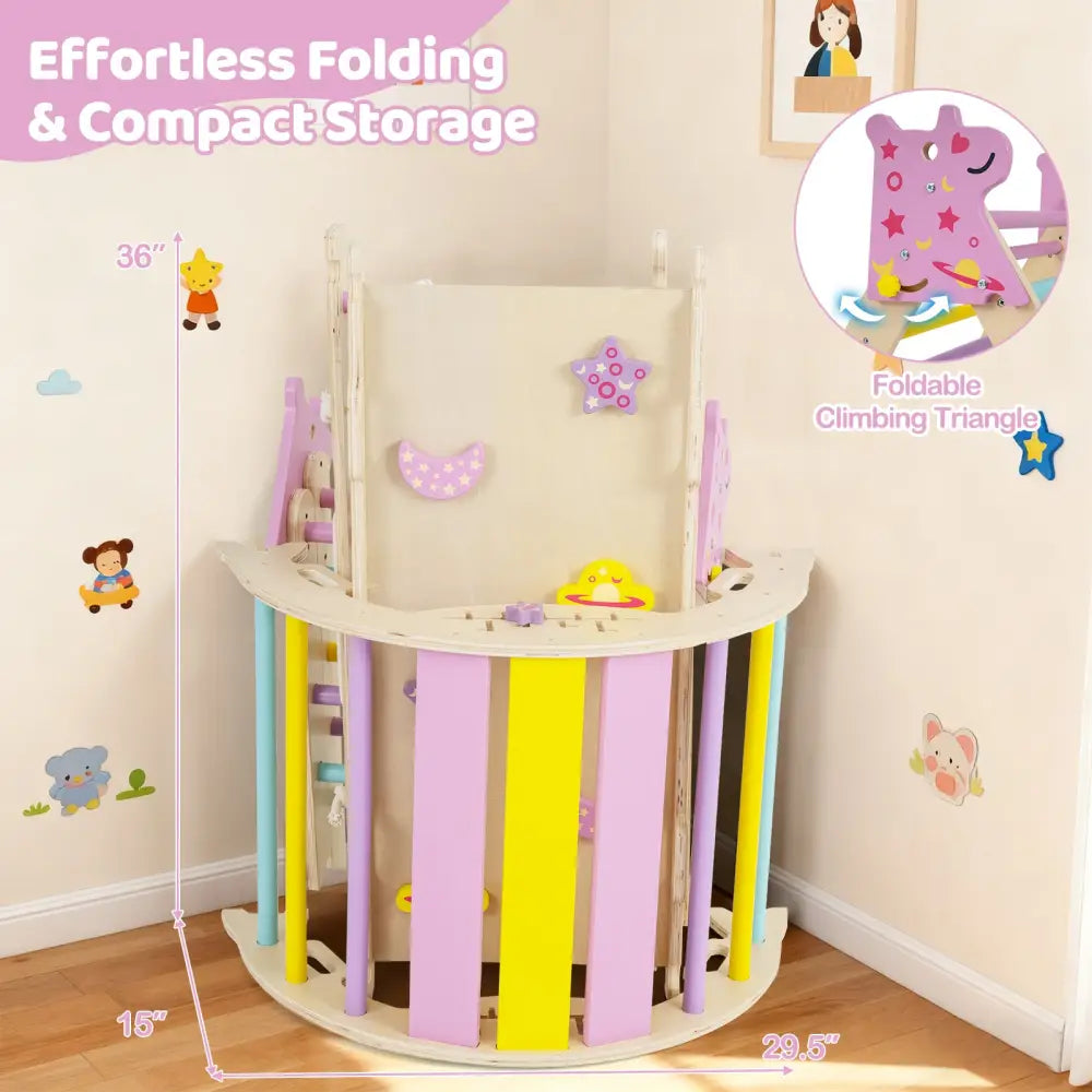 Triangle Set 8-in-1 Foldable Baby Climbing Toys Unicorn Theme - Pink - Climbers & Slides