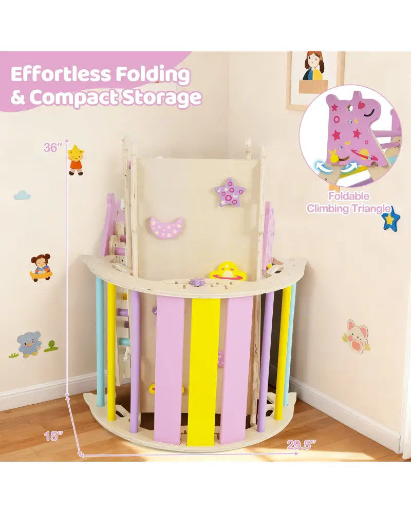 Triangle Set 8-in-1 Foldable Baby Climbing Toys Unicorn Theme - Pink - Climbers & Slides