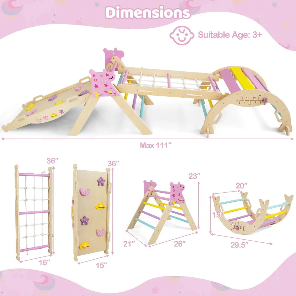 Triangle Set 8-in-1 Foldable Baby Climbing Toys Unicorn Theme - Pink - Climbers & Slides