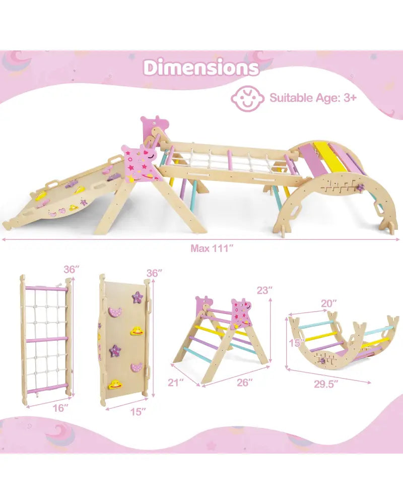 Triangle Set 8-in-1 Foldable Baby Climbing Toys Unicorn Theme - Pink - Climbers & Slides