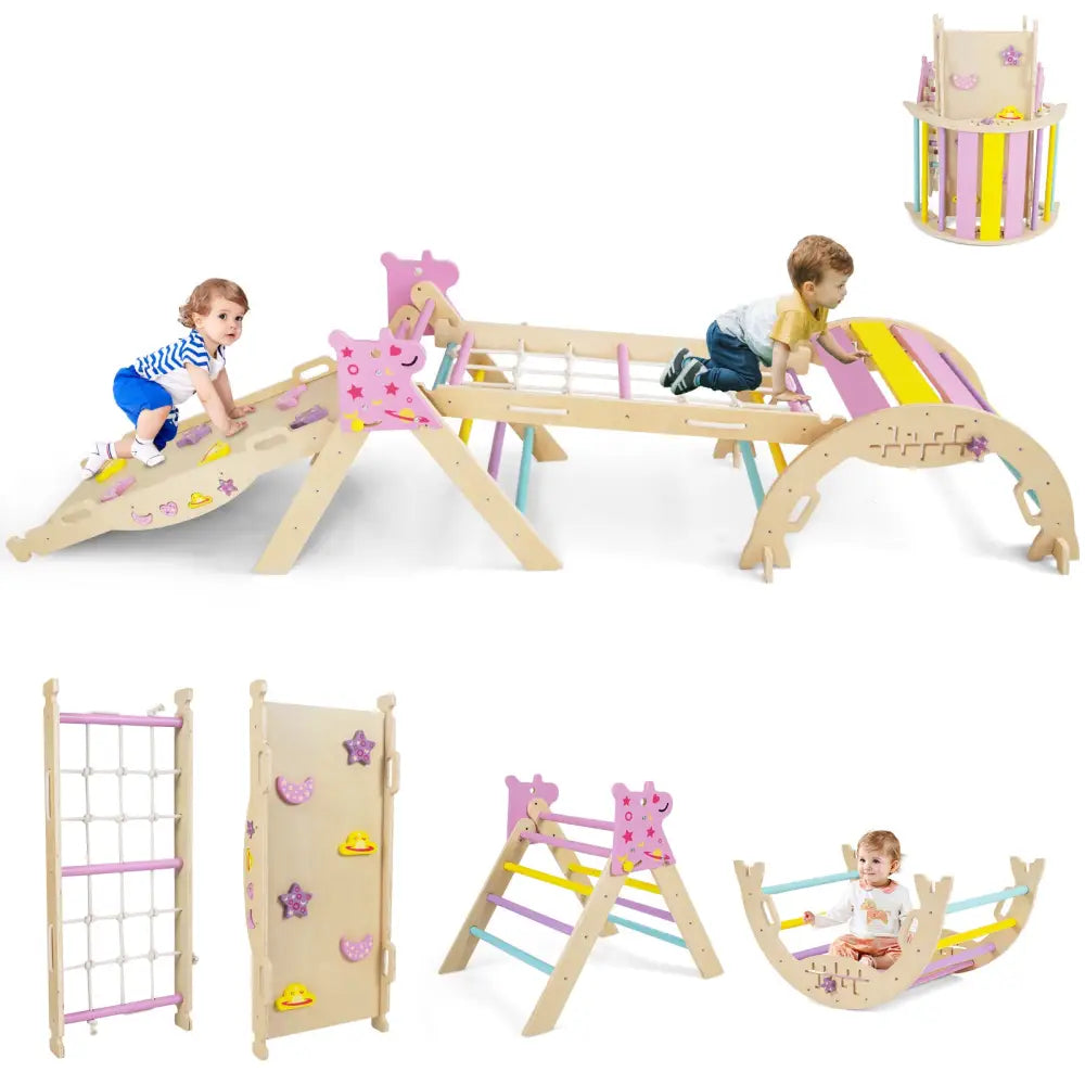 Triangle Set 8-in-1 Foldable Baby Climbing Toys Unicorn Theme - Pink - Climbers & Slides