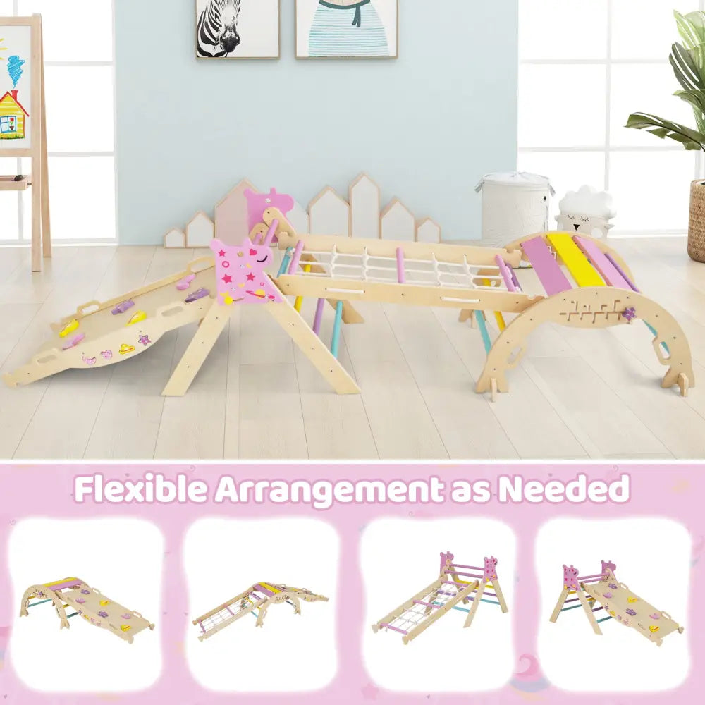 Triangle Set 8-in-1 Foldable Baby Climbing Toys Unicorn Theme - Pink - Climbers & Slides