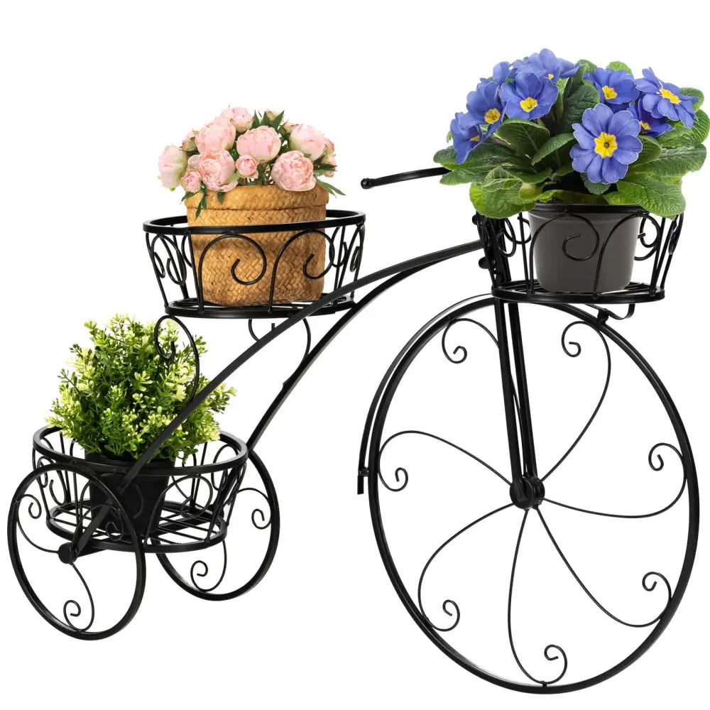 Tricycle Plant Stand Flower Pot Cart Holder in Parisian Style - Black - Plant Stands