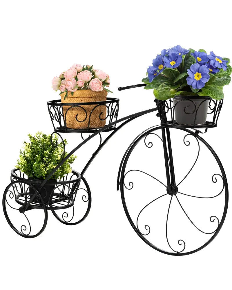 Tricycle Plant Stand Flower Pot Cart Holder in Parisian Style - Black - Plant Stands