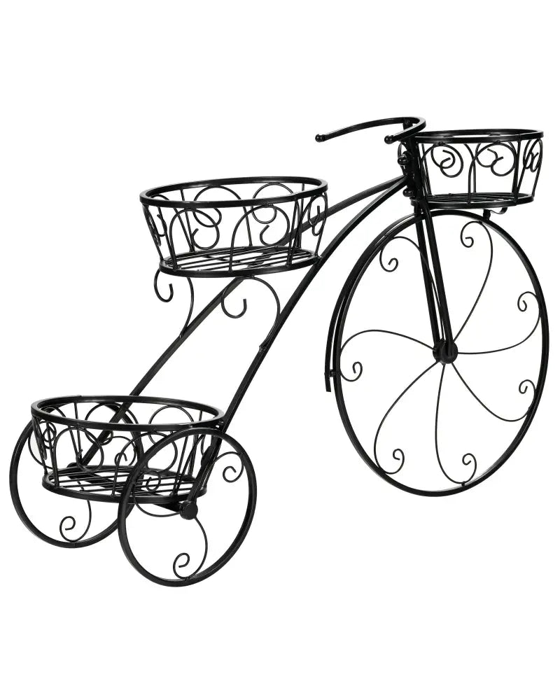 Tricycle Plant Stand Flower Pot Cart Holder in Parisian Style - Black - Plant Stands