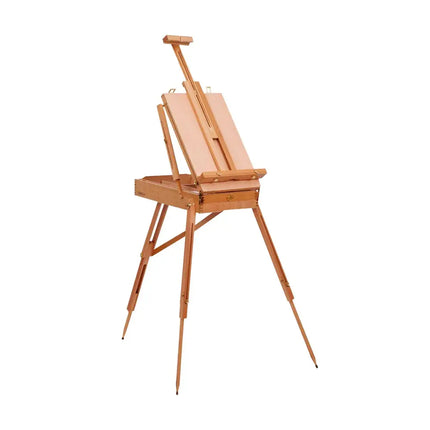 Tripod Folding French Wooden Easel with Sketch Box - Brown - Art Easels