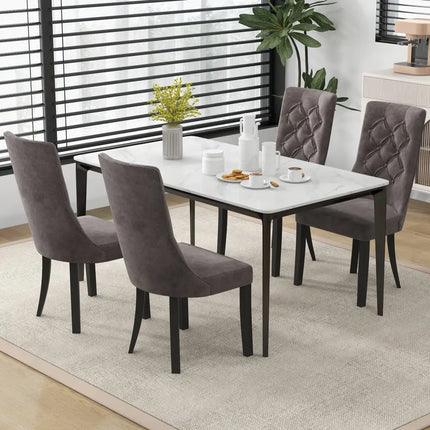 Tufted Dining Chairs Set of 2 with High Backrest and Padded Seat-Gray - Gray - Dining Chairs