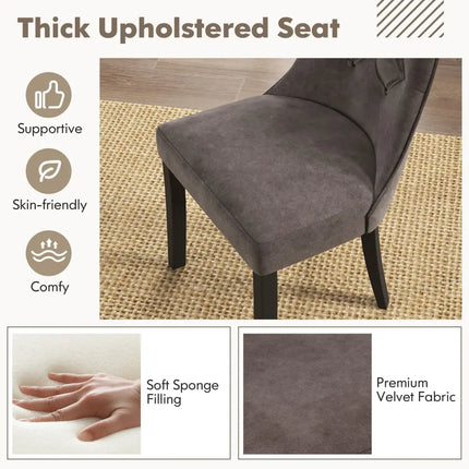 Tufted Dining Chairs Set of 2 with High Backrest and Padded Seat-Gray - Gray - Dining Chairs