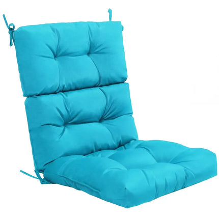 Tufted Patio High Back Chair Cushion with Non-Slip String Ties-Turquoise - Turquoise - Outdoor Furniture Accessories