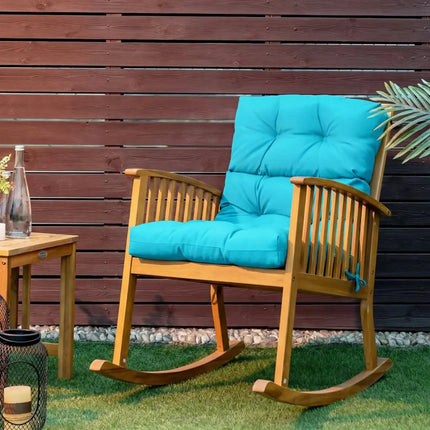 Tufted Patio High Back Chair Cushion with Non-Slip String Ties-Turquoise - Turquoise - Outdoor Furniture Accessories