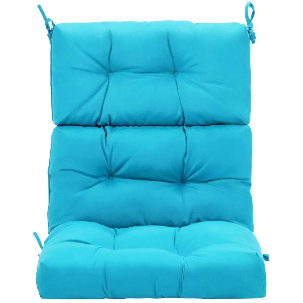 Tufted Patio High Back Chair Cushion with Non-Slip String Ties-Turquoise - Turquoise - Outdoor Furniture Accessories
