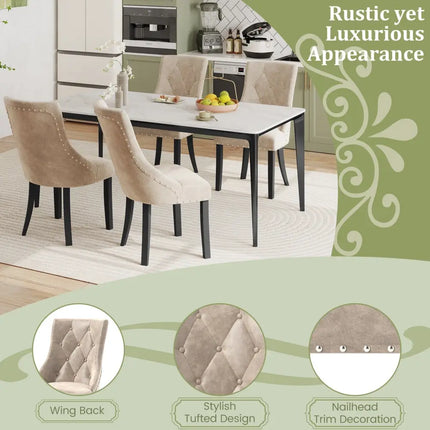 Tufted Wingback Upholstered Dining Chairs Set of 2-Light Brown - Light Brown - Dining Chairs