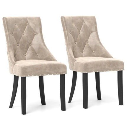 Tufted Wingback Upholstered Dining Chairs Set of 2-Light Brown - Light Brown - Dining Chairs