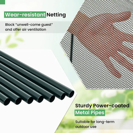 Tunnel Crop Cage Large Portable Plant Protection Tent with 2 Roll-up Zippered Doors - Greenhouses